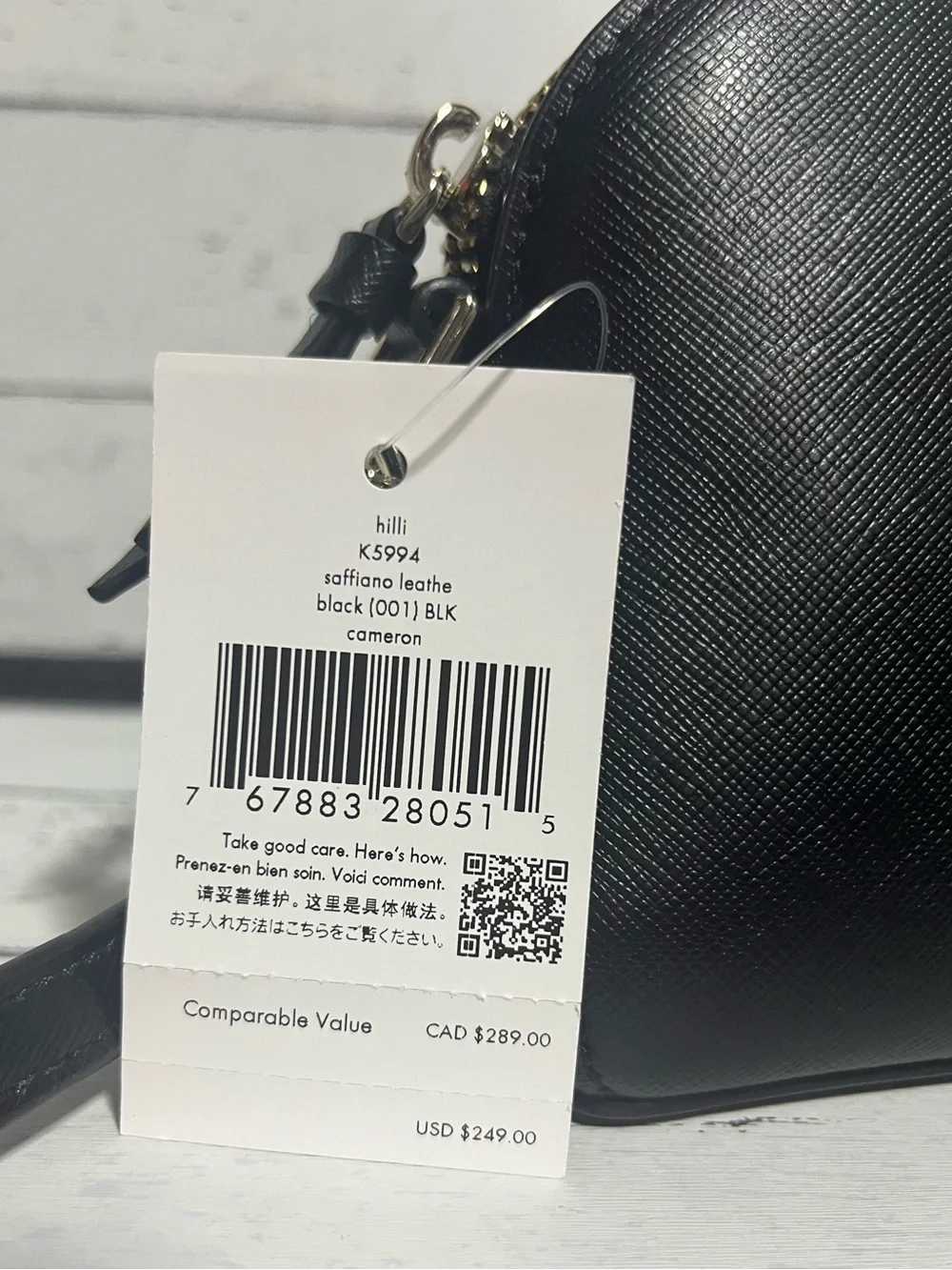Kate Spade Hilli Cameron Black Saffiano Leather Crossbody Bag K5994 NWT